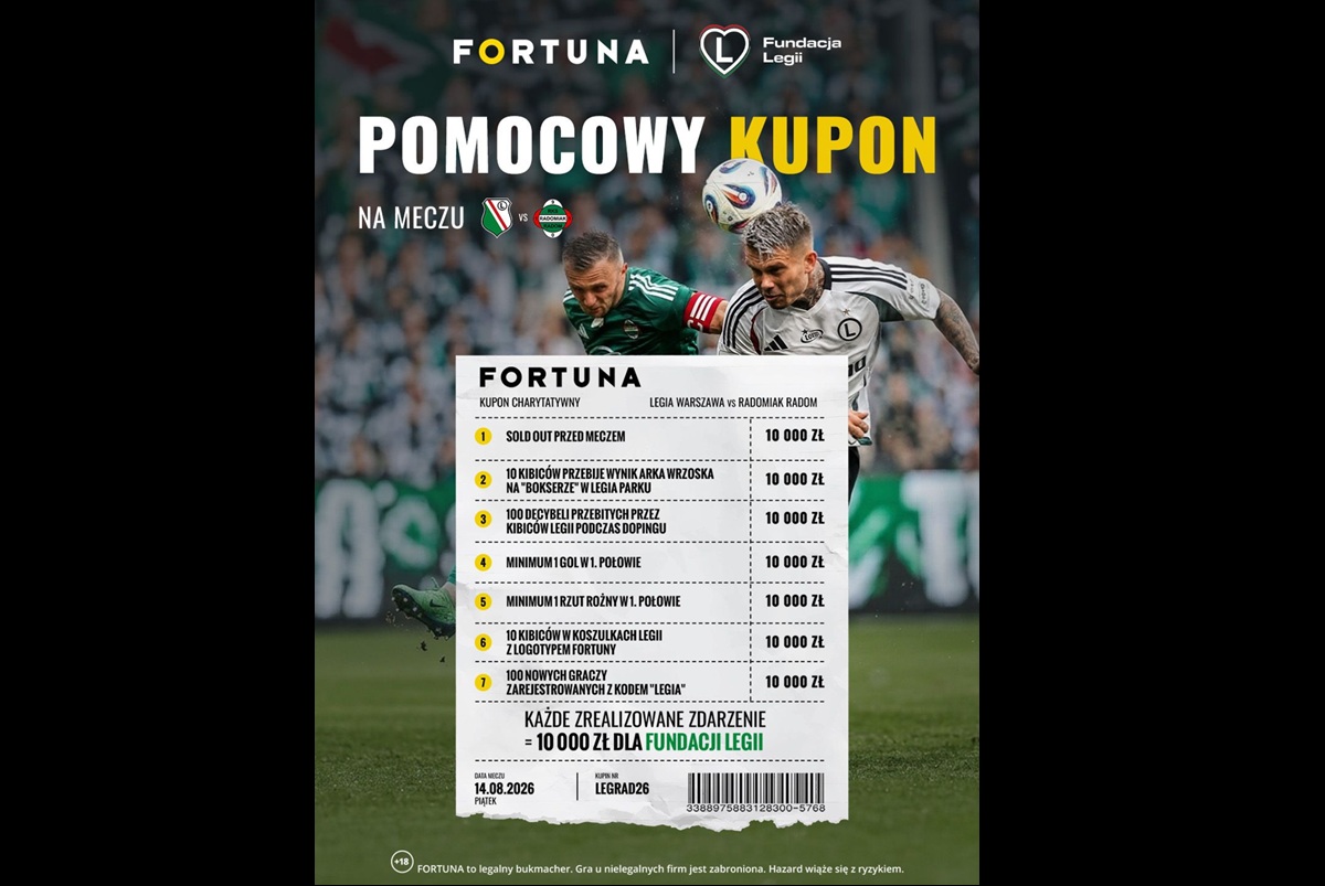 „Pomocowy Kupon” - wspólna akcja Fortuny i Legii